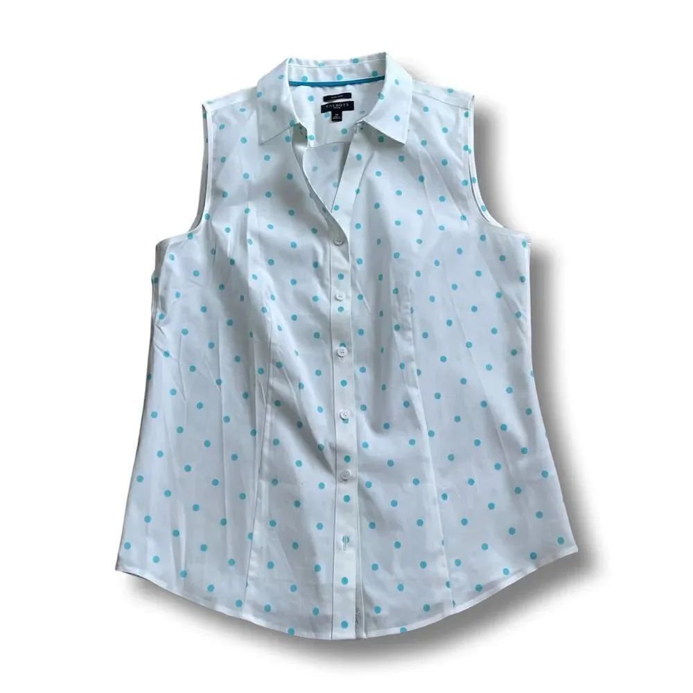 Talbots Non-Iron Polka Dot Sleeveless Perfect Shirt •2P